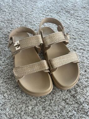 NWOT A New Day Double Strap Neutral Tan Woven Sandals